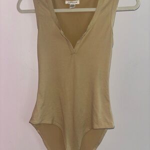 Capella V-Neck Tan Bodysuit